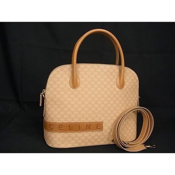 Celine Macadam Leather 2WAY Handbag Beige - Picture 1 of 9